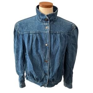 Vintage 80s Bomber Style Denim Jacket L